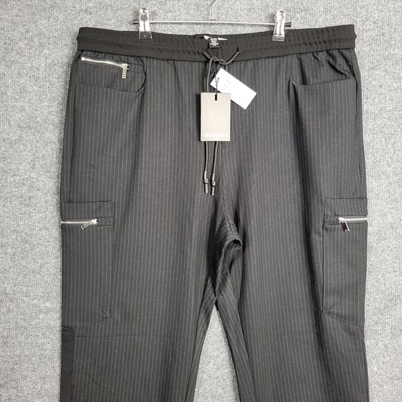 NWT INDUSTRY Republic Clothing Black Pinstripe Drawstring Stretch Pants SIZE XL - Picture 5 of 13